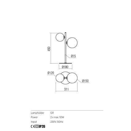 Redo 01-2784 - Tischlampe ROY 2xG9/10W/230V