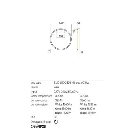 Redo 01-2817 - Dimmbare LED-Wandleuchte FEBE LED/24W/230V golden