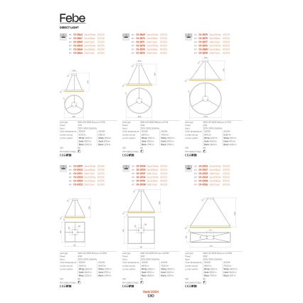 Redo 01-2865 - Dimmbare LED-Hängeleuchte an Schnur FEBE LED/37W/230V golden