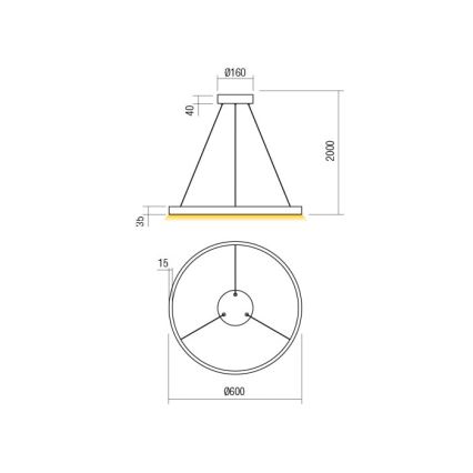 Redo 01-2865 - Dimmbare LED-Hängeleuchte an Schnur FEBE LED/37W/230V golden