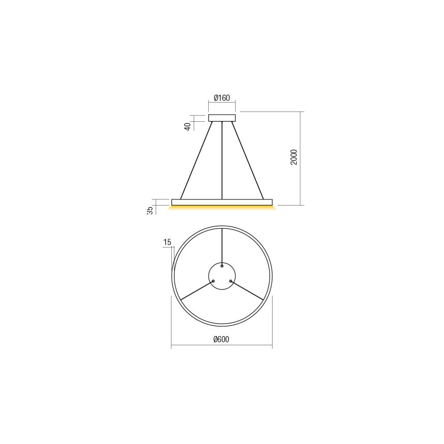 Redo 01-2865 - Dimmbare LED-Hängeleuchte an Schnur FEBE LED/37W/230V golden
