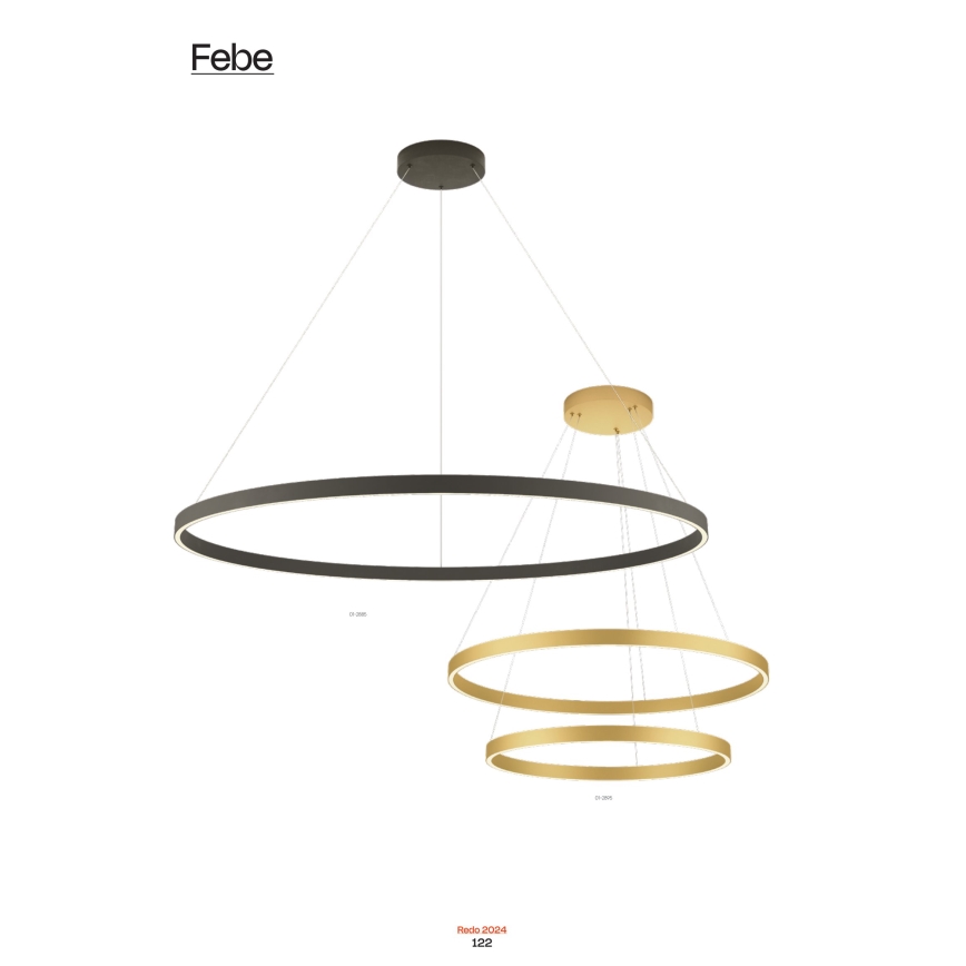 Redo 01-2865 - LED-dimmbare Seilpendelleuchte FEBE LED/37W/230V goldfarben