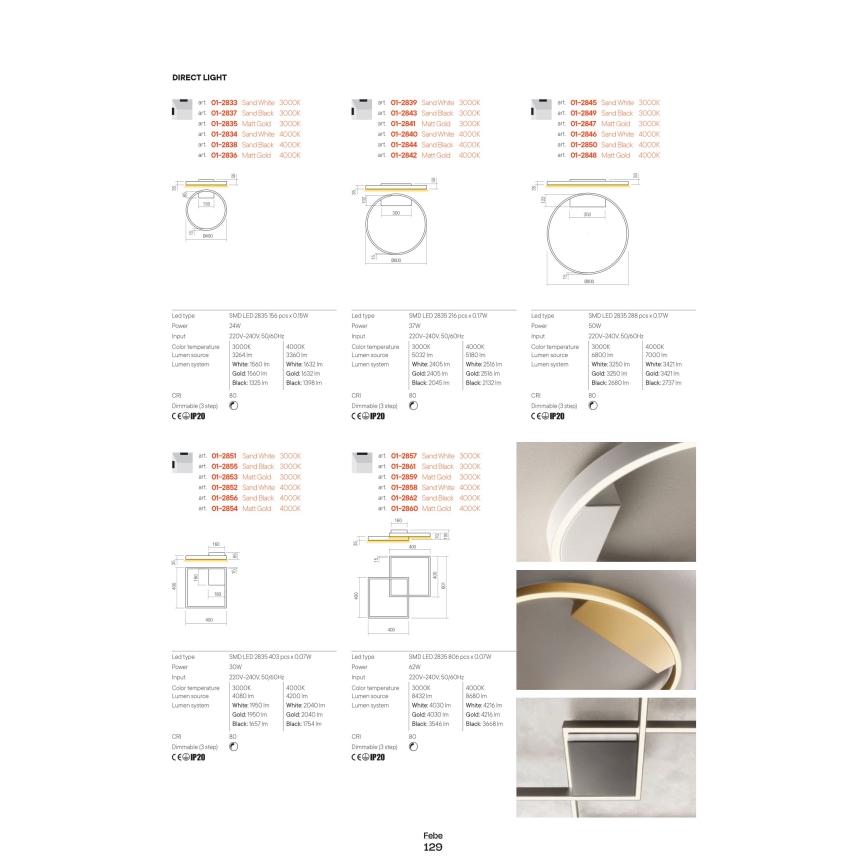 Redo 01-2865 - LED-dimmbare Seilpendelleuchte FEBE LED/37W/230V goldfarben