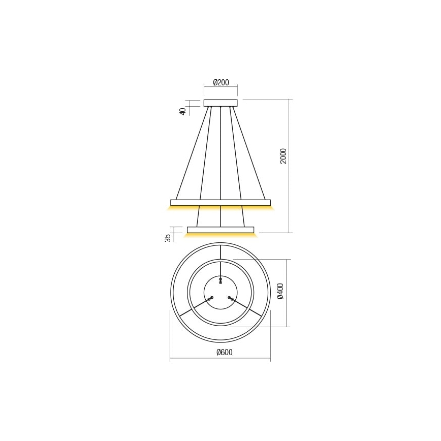 Redo 01-2889 - Dimmbare LED-Hängeleuchte an Schnur FEBE LED/62W/230V golden