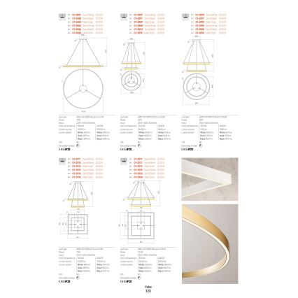 Redo 01-2889 - LED-dimmbare Pendelleuchte an Kabel FEBE LED/62W/230V goldfarben