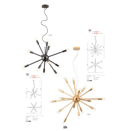Redo 01-2934 - Hängeleuchte mit Kabelaufhängung STELLAR 12xE14/25W/230V schwarz