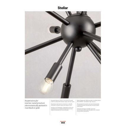 Redo 01-2935 - Kronleuchter STELLAR, mit Kabelaufhängung, 18xE14/25W/230V, goldfarben