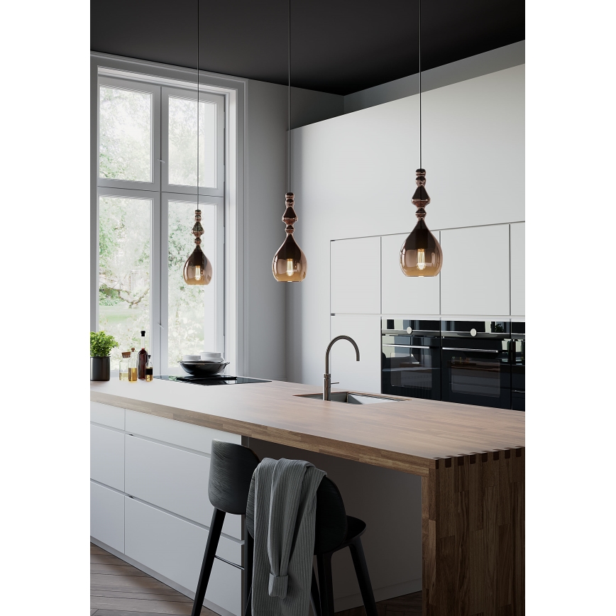 Redo 01-2938 - Pendelleuchte mit Kabel AMBIX 1xE27/42W/230V Ø 18 cm grau