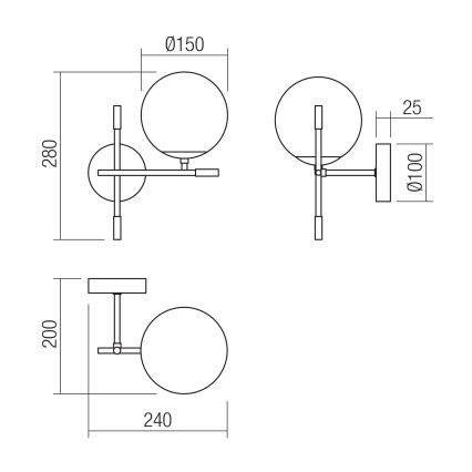 Redo 01-2944 - Wandleuchte ESSENTIAL 1xE14/28W/230V rechts