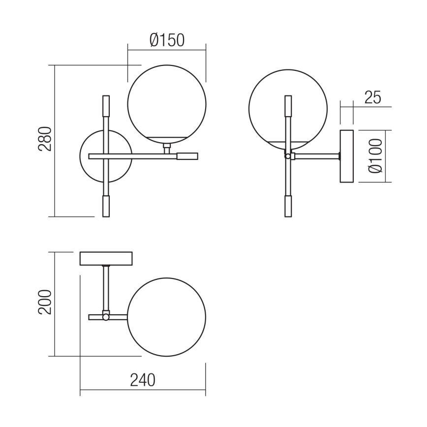 Redo 01-2944 - Wandleuchte ESSENTIAL 1xE14/28W/230V rechts