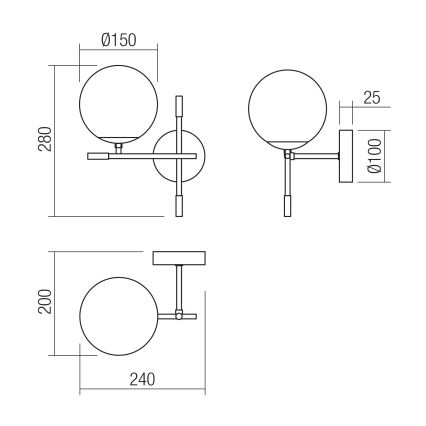 Redo 01-2945 - Wandleuchte ESSENTIAL 1xE14/28W/230V links