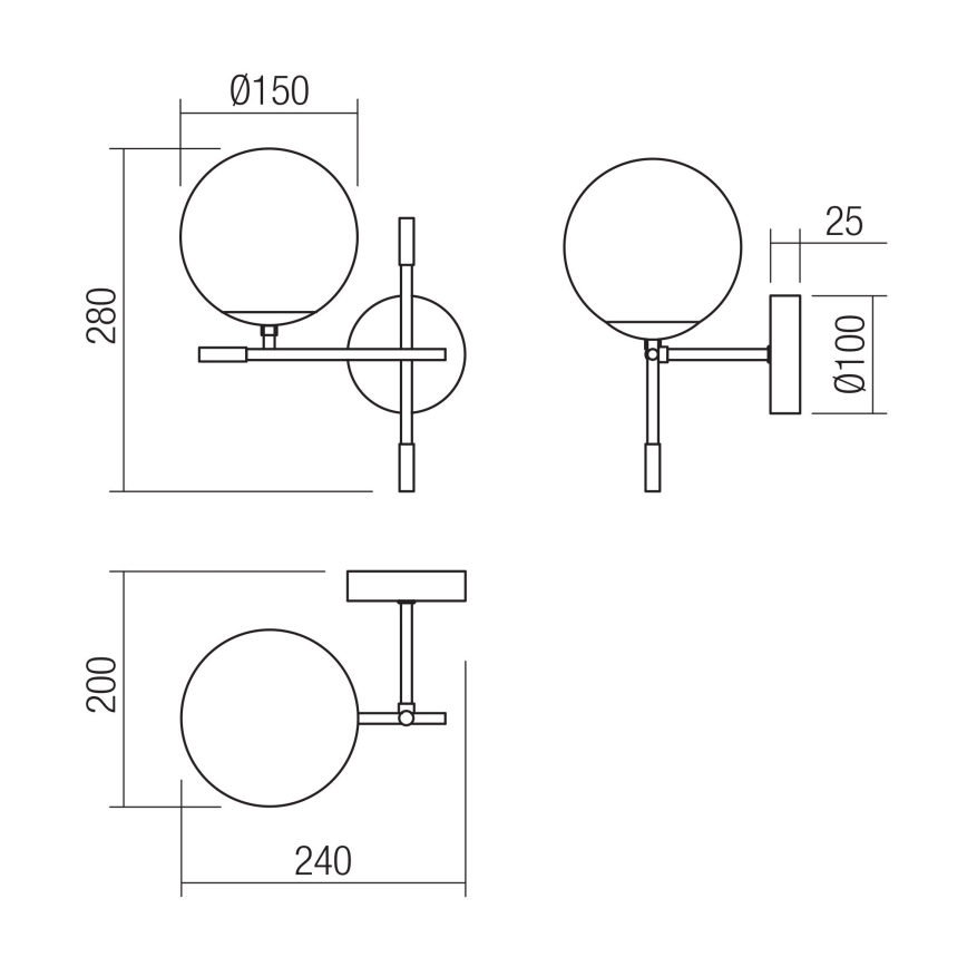Redo 01-2945 - Wandleuchte ESSENTIAL 1xE14/28W/230V links