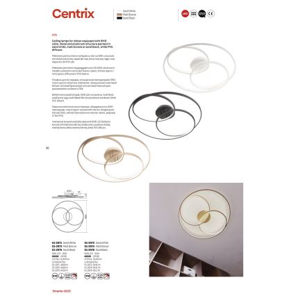 Redo 01-2975 - LED-Deckenleuchte CENTRIX LED/92W/230V schwarz