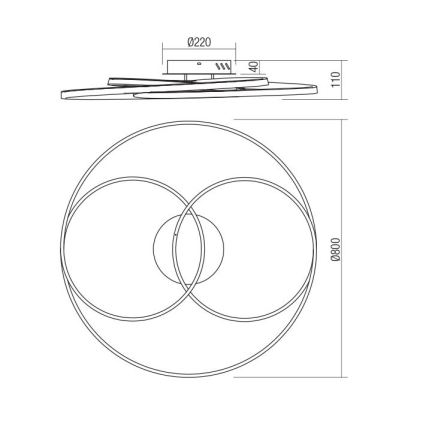 Redo 01-2975 - LED-Deckenleuchte CENTRIX LED/92W/230V schwarz