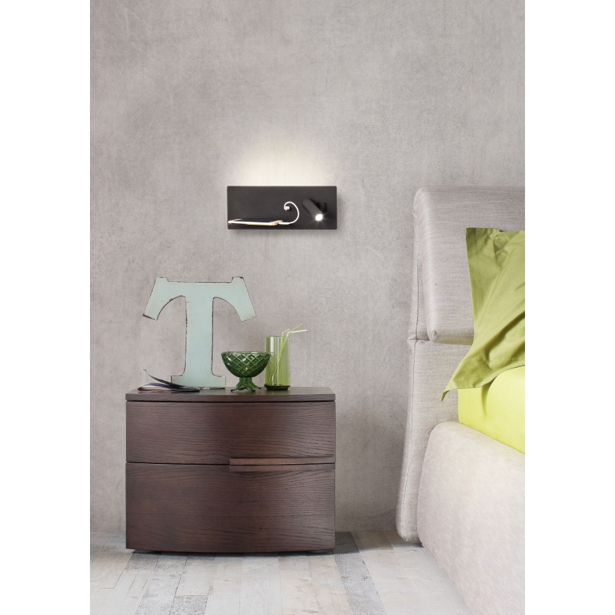 Redo 01-2985 - LED-Wand-Spotleuchte BROOK LED/8W/230V + LED/3W USB CRI 90 schwarz links