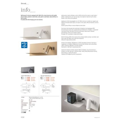 Redo 01-2985 - LED-Wand-Spotleuchte BROOK LED/8W/230V + LED/3W USB CRI 90 schwarz links
