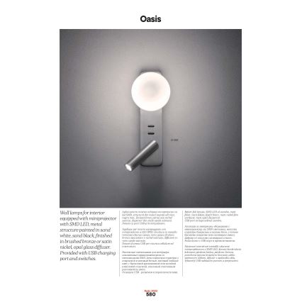 Redo 01-2991 - LED Wandleuchte OASIS LED/3W/230V + 1xG9/10W USB CRI 90 weiß