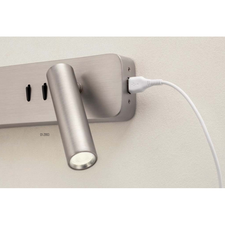 Redo 01-2993 - LED-Wandleuchte OASIS LED/3W/230V + 1xG9/10W USB CRI 90 glänzender Chrom