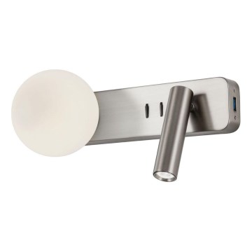 Redo 01-2993 - LED-Wandleuchte OASIS LED/3W/230V + 1xG9/10W USB CRI 90 glänzender Chrom