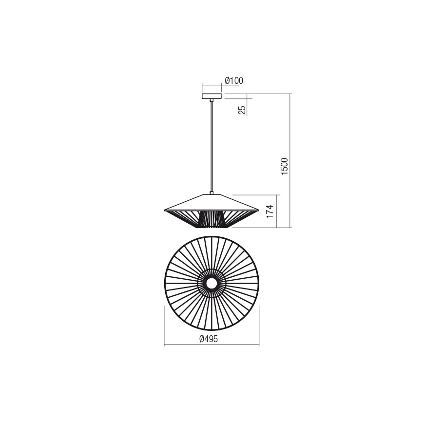 Redo 01-3009 - Pendelleuchte an Kabel GRILL 1xE27/42W/230V Ø 49,5 cm schwarz/braun
