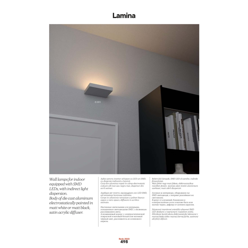 Redo 01-3016 - LED-Wandleuchte LAMINA 2xLED/15W/230V CRI 90 schwarz