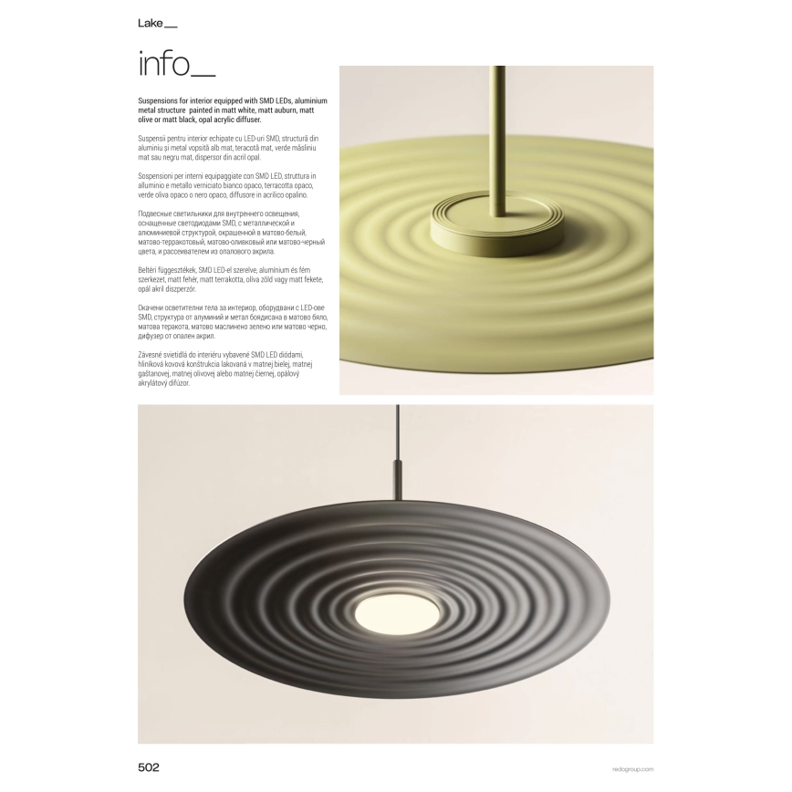 Redo 01-3046 - LED-Pendelleuchte an Drahtseil LAKE LED/13W/230V CRI 90 Ø 50 cm grün