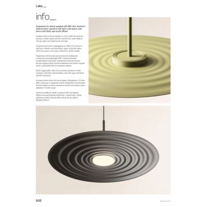 Redo 01-3047 - LED-Hängeleuchte an Stahlseil LAKE LED/13W/230V CRI 90, Durchmesser 50 cm, schwarz