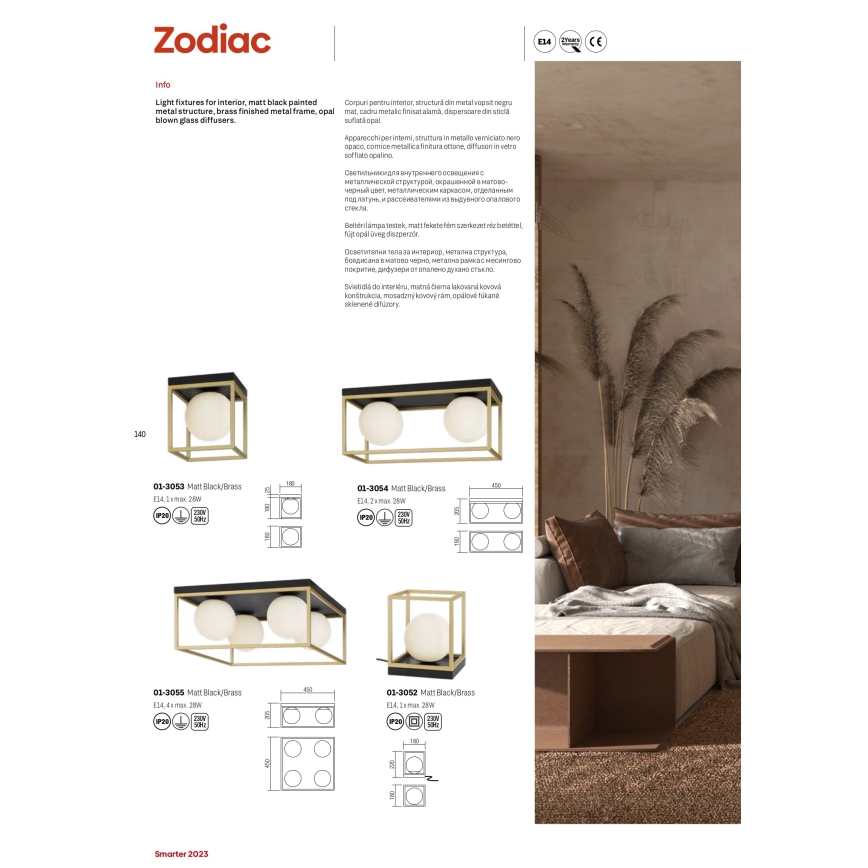 Redo 01-3052 - Tischlampe ZODIAC 1xE14/28W/230V