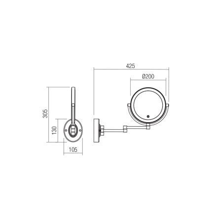 Redo 01-3088 - Dimmbarer LED-Touch-Kosmetikspiegel SELFIE LED/7W/230V 3000/4000/6000K schwarz