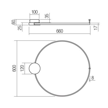 Redo 01-3103 - LED-Wandbeleuchtung ATOM LED/20W/230V d 60 cm