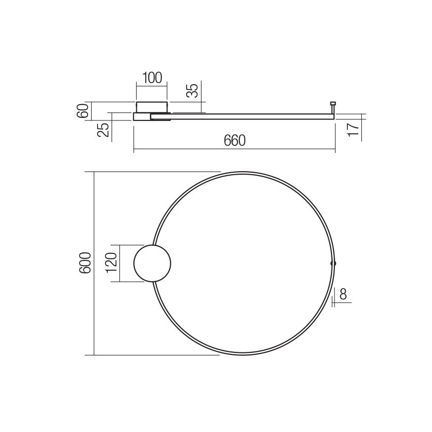 Redo 01-3103 - LED-Wandbeleuchtung ATOM LED/20W/230V d 60 cm
