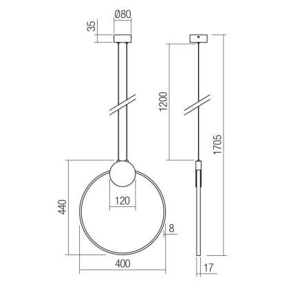 Redo 01-3106 - LED-Hängeleuchte an Schnur ATOM LED/11W/230V d 40 cm