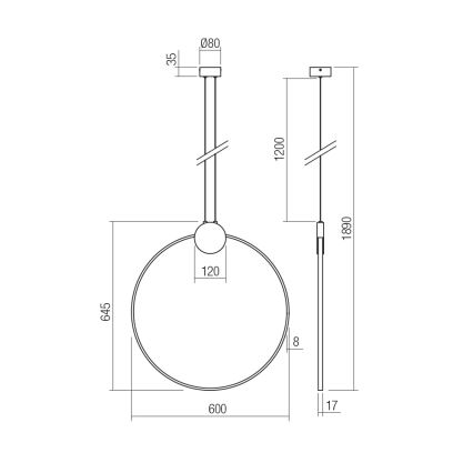 Redo 01-3107 - LED-Hängeleuchte an Schnur ATOM LED/20W/230V d 60 cm