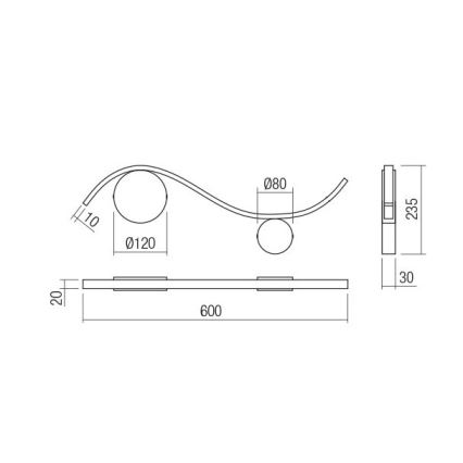 Redo 01-3110 - LED-Wandbeleuchtung WAVE LED/9W/230V schwarz