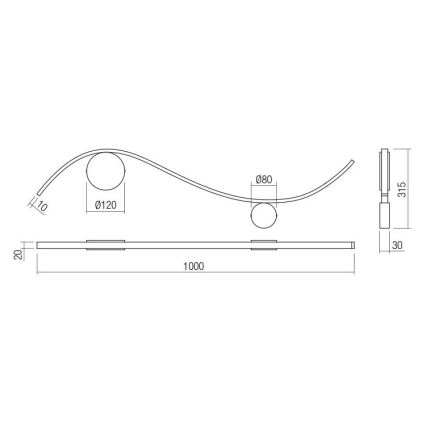 Redo 01-3112 - LED-Wandbeleuchtung WAVE LED/11W/230V Messing