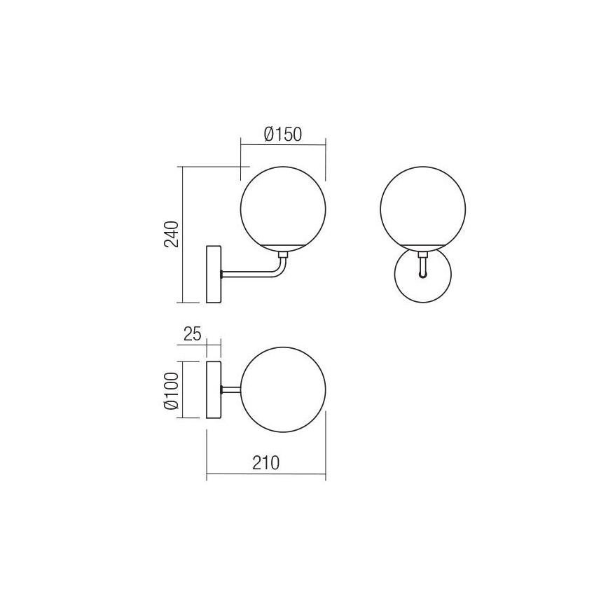 Redo 01-3147 - Wandleuchte BOWLING 1xE27/42W/230V golden