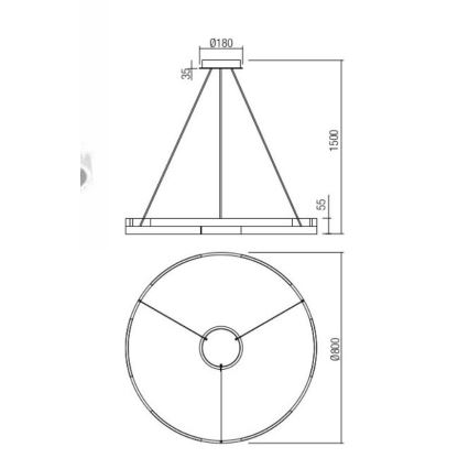 Redo 01-3176 - Dimmbare LED-Hängeleuchte an Schnur CASTLE LED/45W/230V schwarz