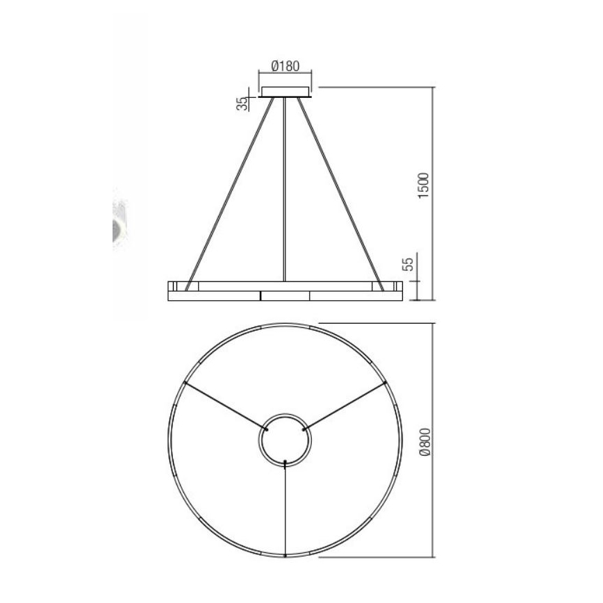 Redo 01-3176 - Dimmbare LED-Hängeleuchte an Schnur CASTLE LED/45W/230V schwarz