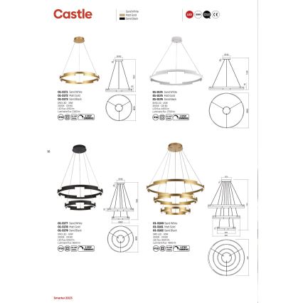 Redo 01-3178 - Dimmbare LED-Hängeleuchte an Schnur CASTLE LED/60W/230V golden