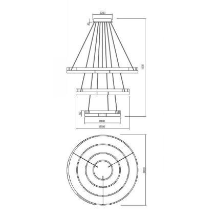 Redo 01-3181 - Dimmbare LED-Hängeleuchte an Schnur CASTLE LED/80W/230V golden