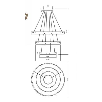 Redo 01-3182 - Dimmbare LED-Hängeleuchte an Schnur CASTLE LED/80W/230V schwarz