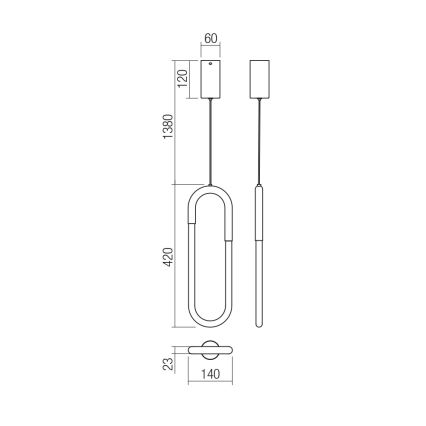 Redo 01-3183 - Dimmbare LED-Hängeleuchte an Schnur LATIUM LED/9W/230V Messing