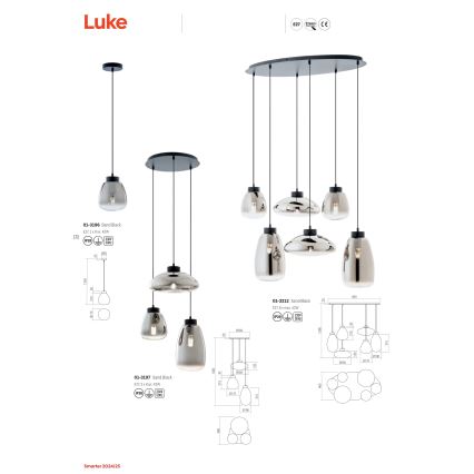 Redo 01-3196 - Hängeleuchte LUKE 1xE27/42W/230V d 17 cm schwarz