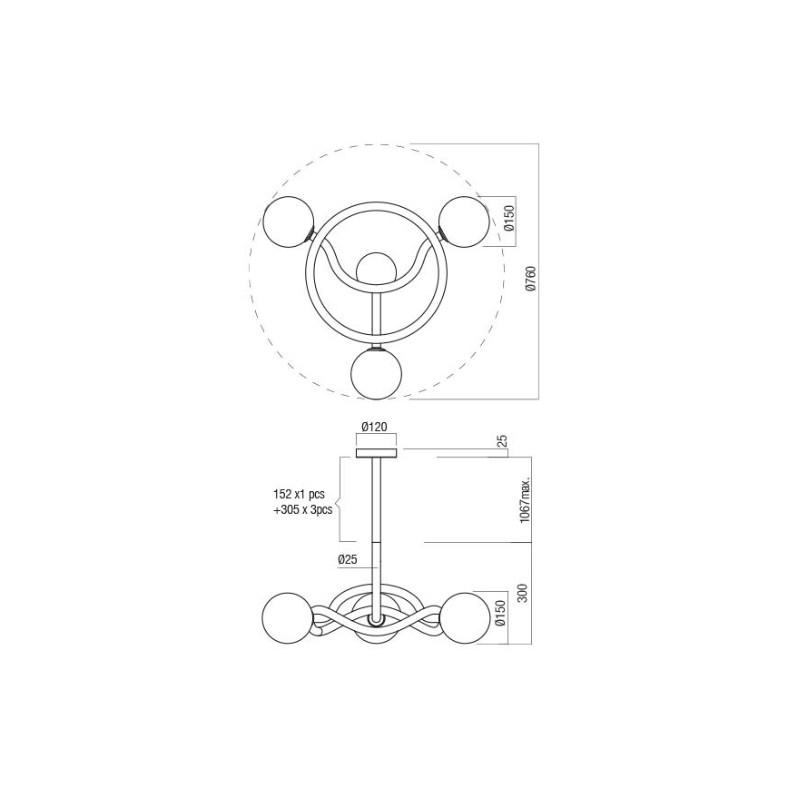 Redo 01-3257 - Pendelleuchte an Stange CONFUSIO 3xE14/28W/230V Ø 76 cm schwarz