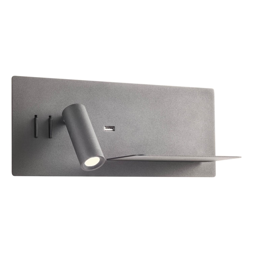 Redo 01-3316 - LED-Wand-Spotleuchte BROOK LED/8W/230V + LED/3W USB CRI 90 schwarz rechts