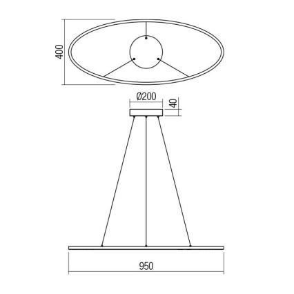 Redo 01-3338 - Dimmbarer LED-Pendelleuchter an Stahlseil LEO LED/48W/230V 3000/4000K CRI 90 40x95 cm bronzefarben
