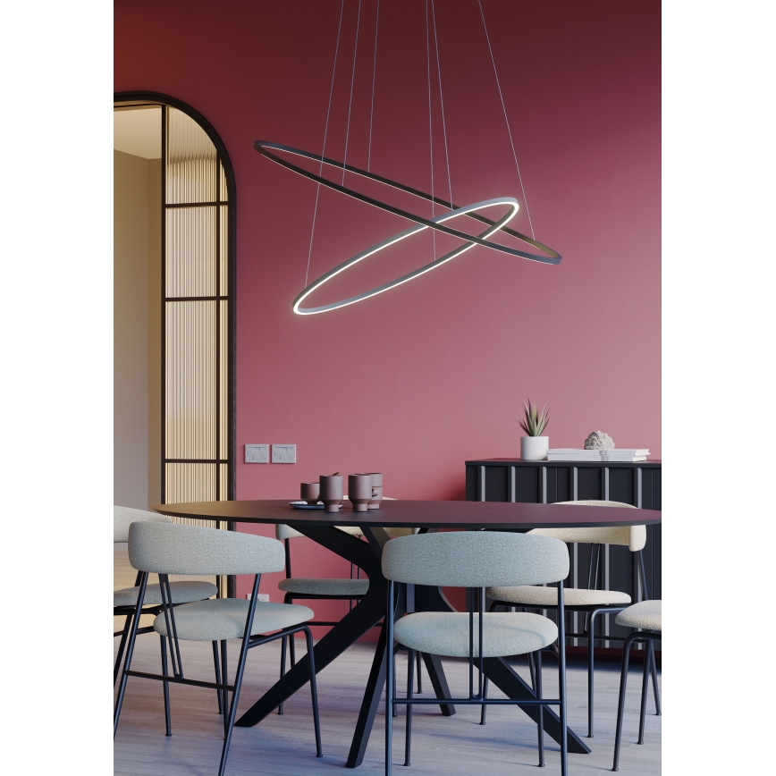 Redo 01-3343 - dimmbare LED-Hängeleuchte mit Seilaufhängung LEO LED/115W/230V 3000/4000K CRI 90 60x130 cm schwarz