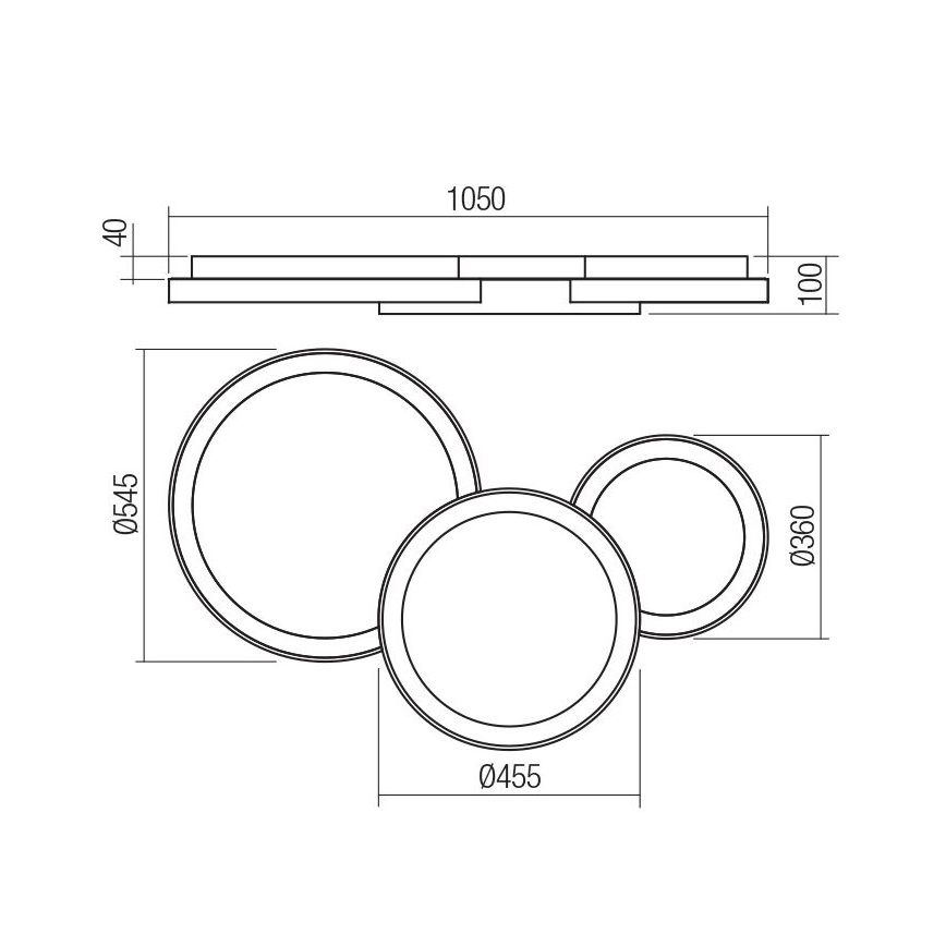 Redo 01-3375 - Dimmbare LED-Deckenleuchte COMBI LED/72W/230V 3000/4000/6000K CRI98 schwarz
