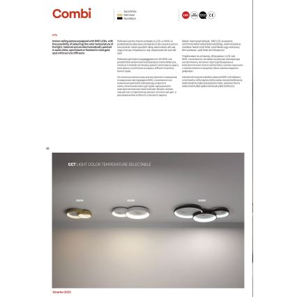 Redo 01-3375 - LED dimmbares Deckenleuchte COMBI LED/72W/230V 3000/4000/6000K CRI98 schwarz