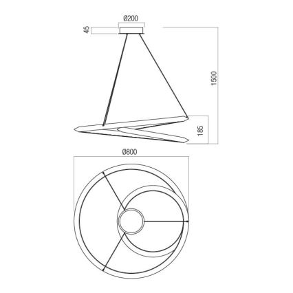 Redo 01-3376 - STORM LED dimmbare Seil-Pendelleuchte LED/60W/230V 3000/4000/6000K CRI 90 Ø 80 cm weiß